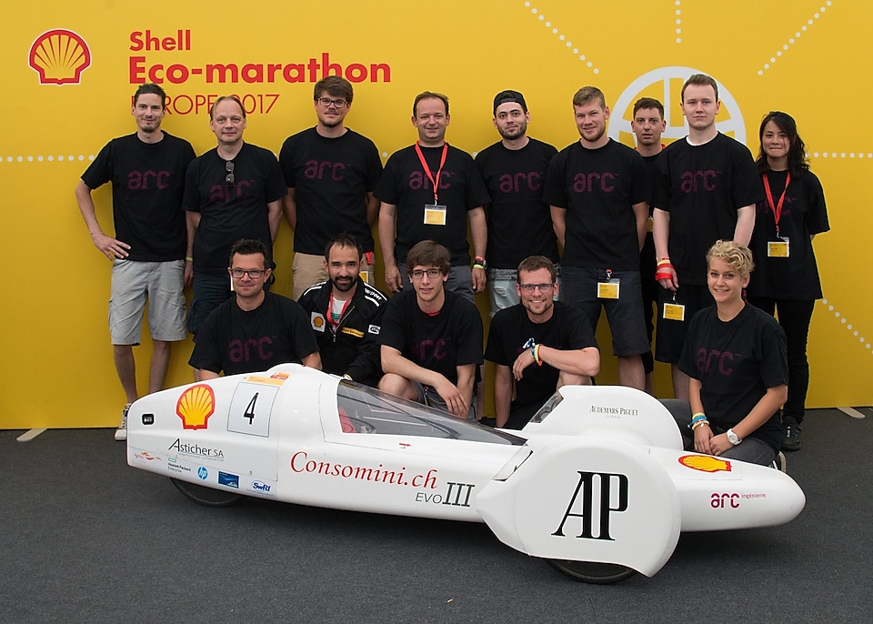 ARC Team Proto from Switzerland line up for a team portrait at Make the Future Live 2017 in London. (Shell)
