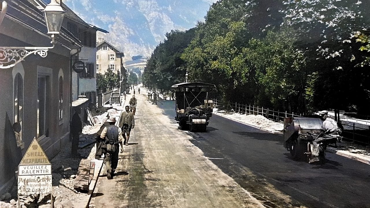 Paving streets in Glarus ca. 1929