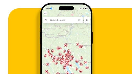 Shell App mit geöffnetem Stationsfinder