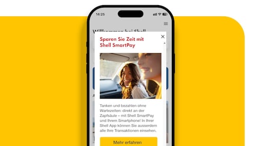 Geöffnete Shell App zeigt Push Nachricht zu Shell SmartPay