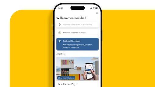 Handy mit geöffneter Shell App zeigt Shell SmartPay