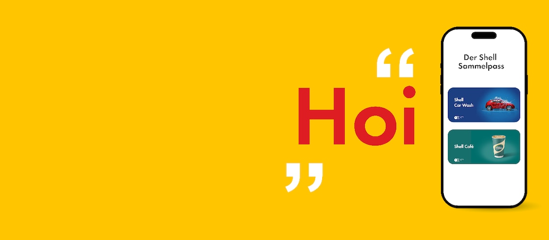 Handy zeigt Shell App mit Car Wash und Shell Café Sammepass