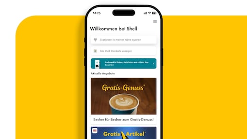 Handy mit geöffneter Shell App zeigt die neue Ladefunktion der Shell App