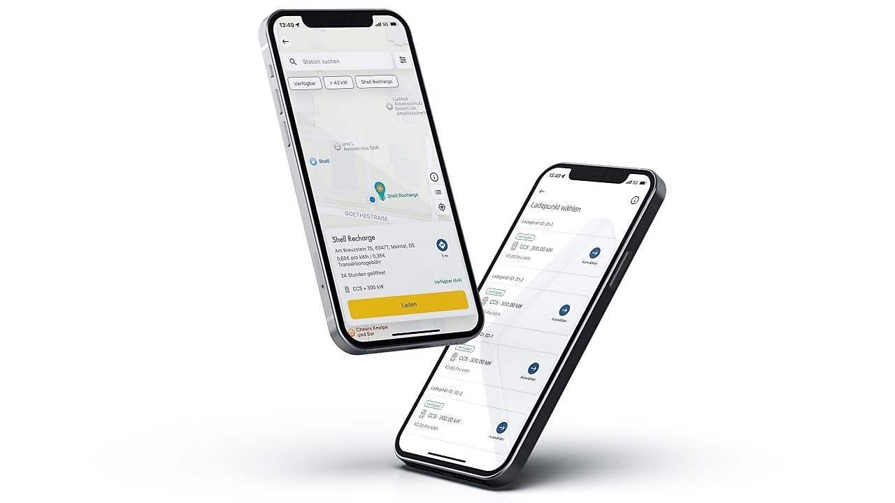 Mockup Smartphone mit Ansicht der Shell Recharge App