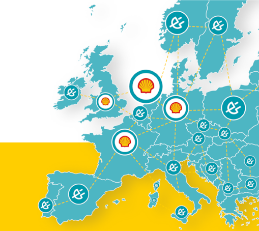 Kartenansicht des Shell Ladenetzwerks in Europa