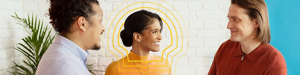 Five smiling Shell employees looking to the future