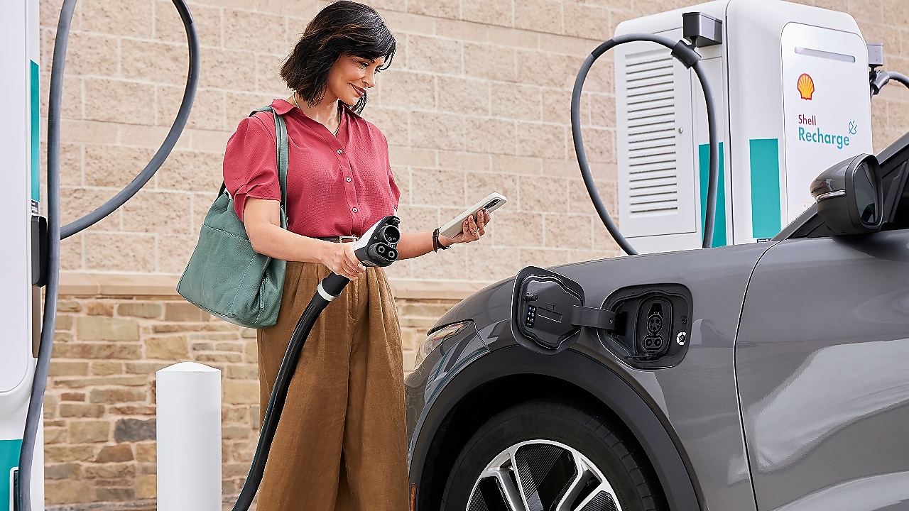 Eine Kuning spricht mit einem Tankstellenmitarbeiter