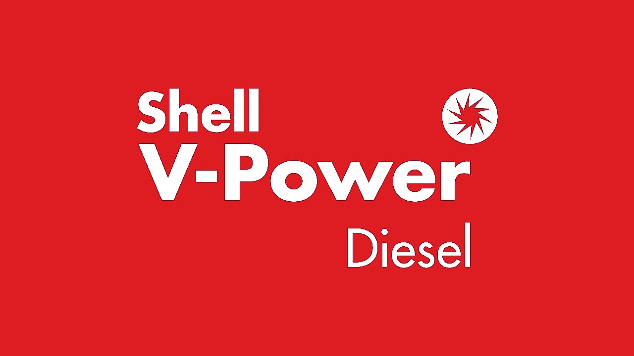 Shell V-Power Diesel Logo auf rotem Hintergrund