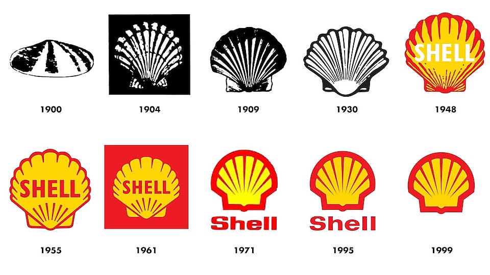 L’emblème de Shell au fil du temps.