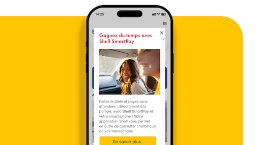 L’application Shell ouverte affiche une notification push concernant Shell SmartPay