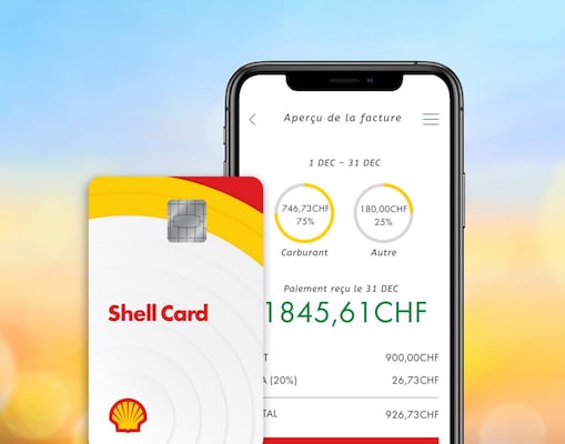 La Shell Card et un smartphone avec la Shell Fleet App