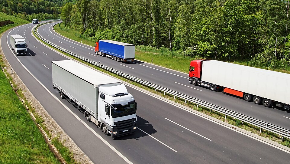 Trucks on the highway