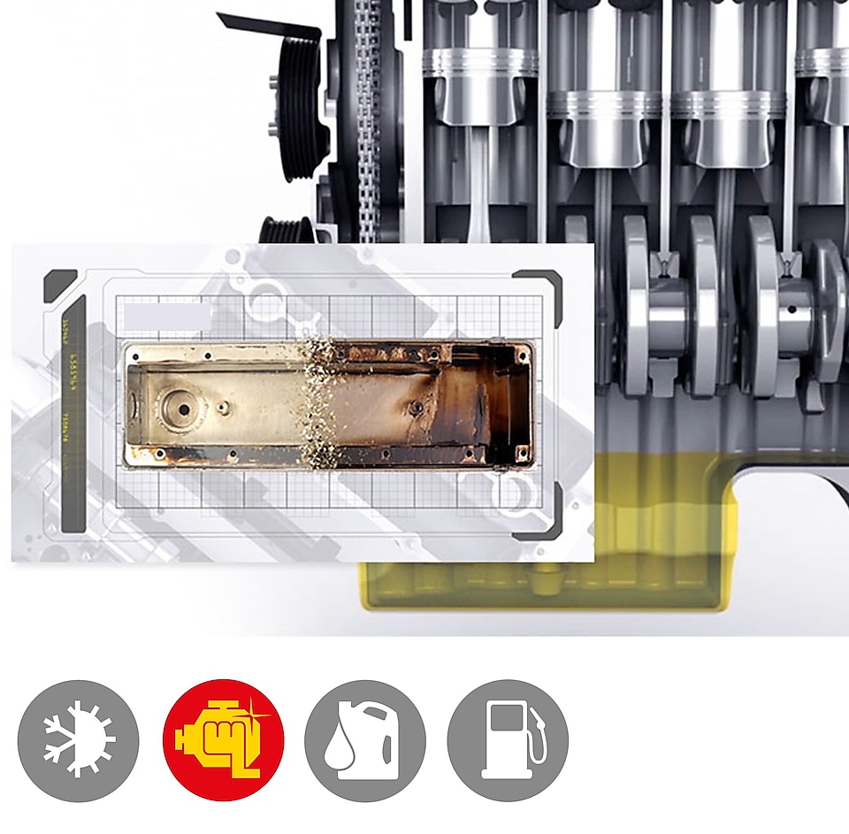 Illustration de l'effet positif des huiles Shell Helix Ultra sur le moteur