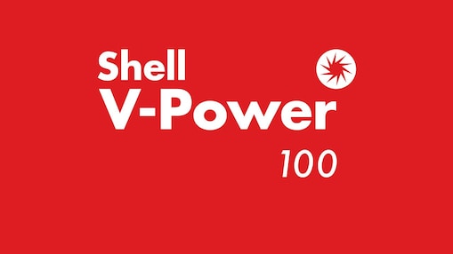 Logo Shell V-Power Racing sur fond rouge