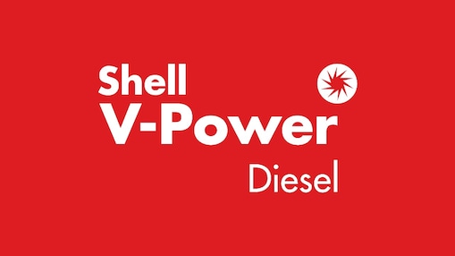 Logo Shell V-Power Diesel sur fond rouge